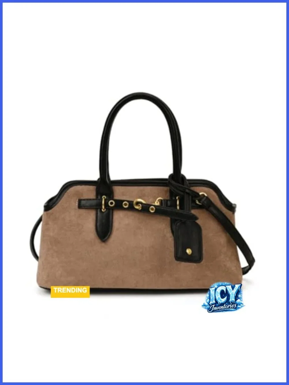 Faux Suede Tote Bag for Women, Slouchy Hobo Handbag with Adjustable Strap